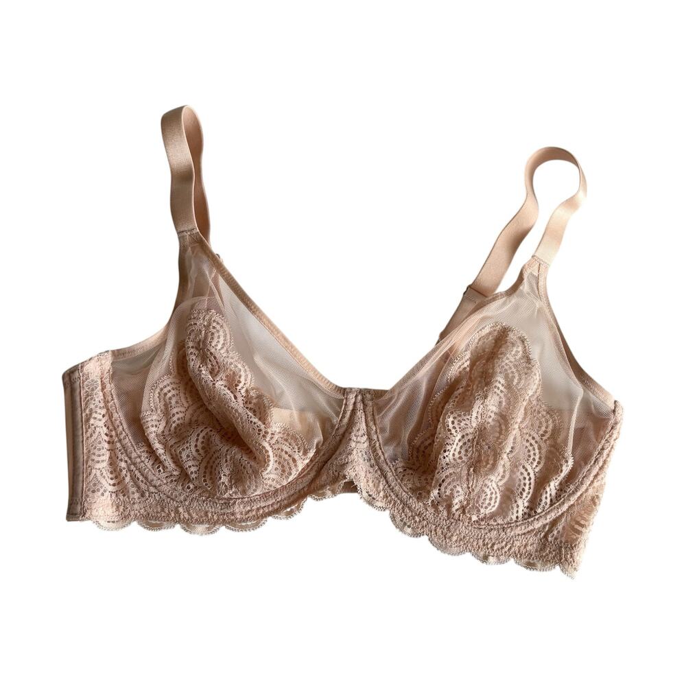 HSIA Mermaid Scales Lace Beige Brown Unlined Bra Women's 36D NWT Lingerie